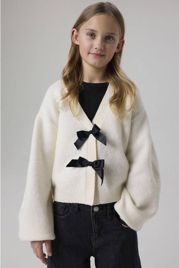 NAME IT KIDS rechtvallend gebreid vest met wol ecru