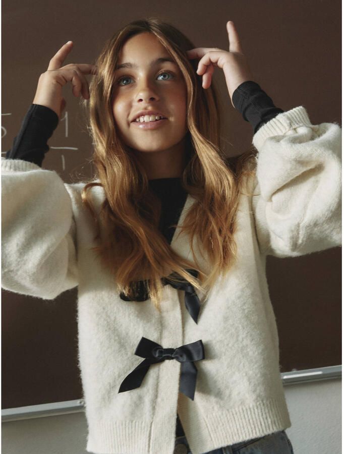 NAME IT KIDS rechtvallend gebreid vest met wol ecru - Foto 2