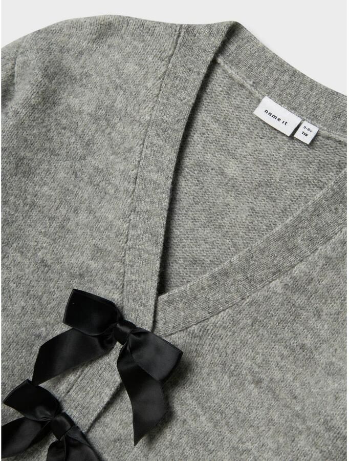 NAME IT KIDS rechtvallend gebreid vest met wol grijs - Foto 2