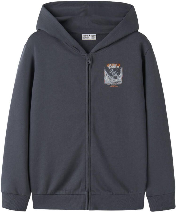 NAME IT KIDS rechtvallend sweatvest met backprint blauw