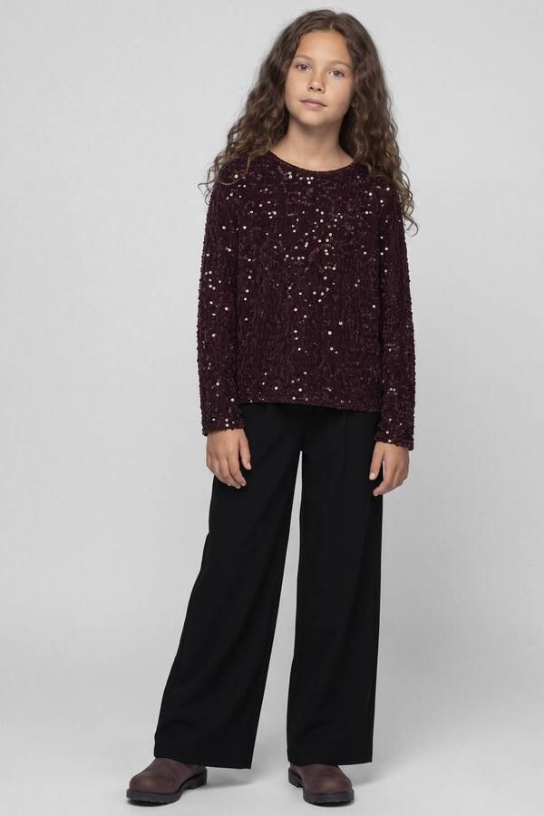 NAME IT KIDS rechtvallende blousetop met pailletten wijnrood Meisjes Polyester Ronde hals - Foto 2