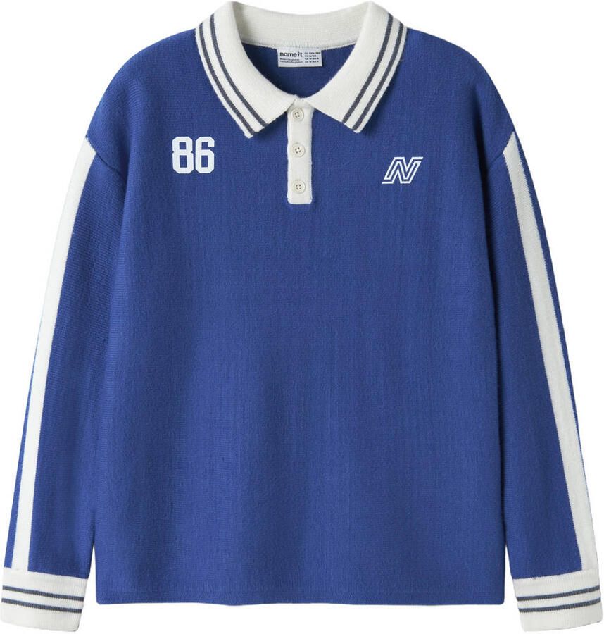 NAME IT KIDS rechtvallende gebreide trui blauw