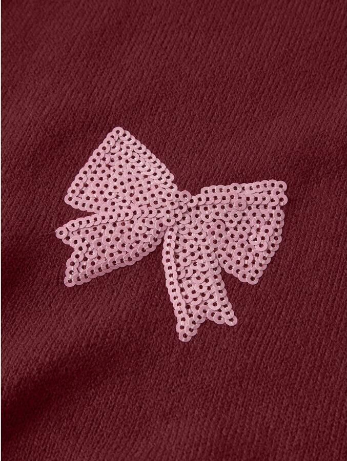 NAME IT KIDS rechtvallende gebreide trui met print en pailletten rood roze Meisjes Acryl Ronde hals - Foto 2
