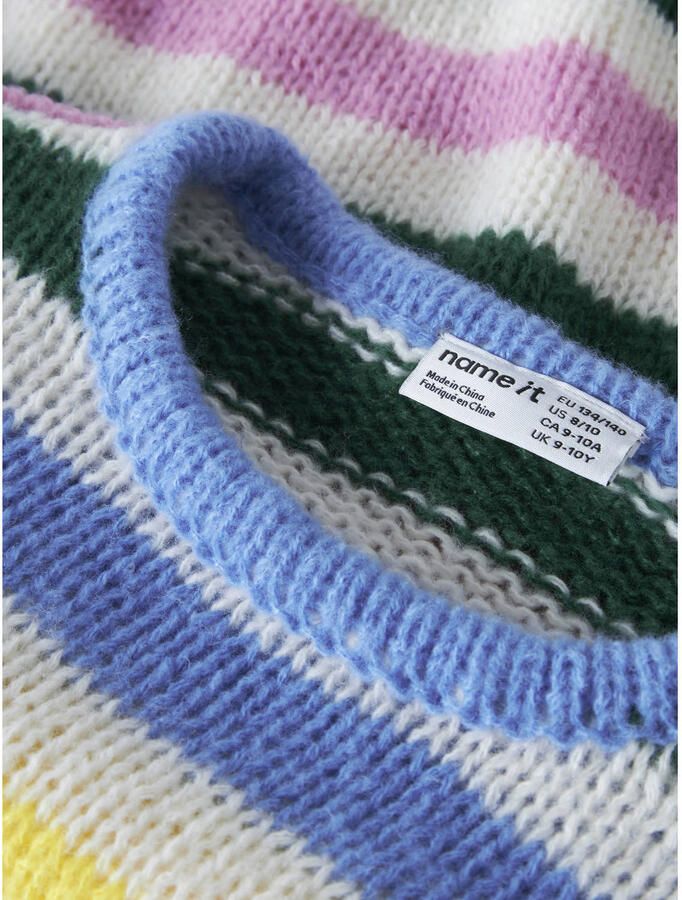 NAME IT KIDS rechtvallende gestreepte gebreide trui blauw - Foto 2