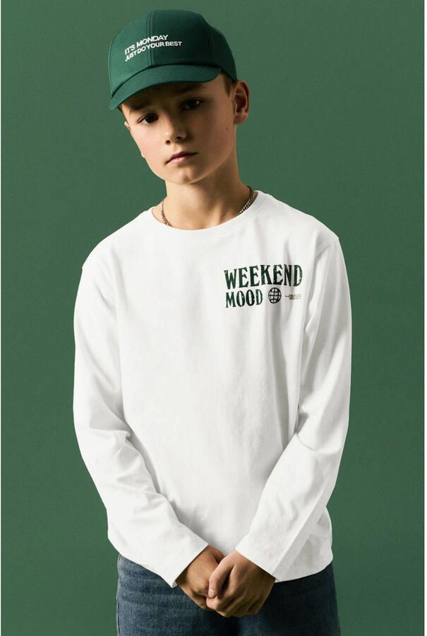NAME IT KIDS rechtvallende longsleeve met backprint wit