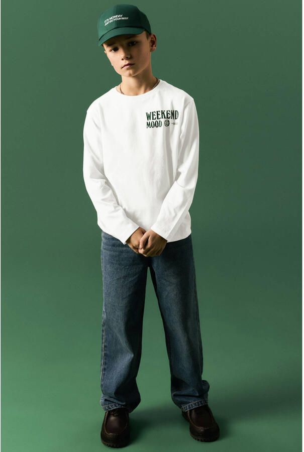 NAME IT KIDS rechtvallende longsleeve met backprint wit - Foto 2