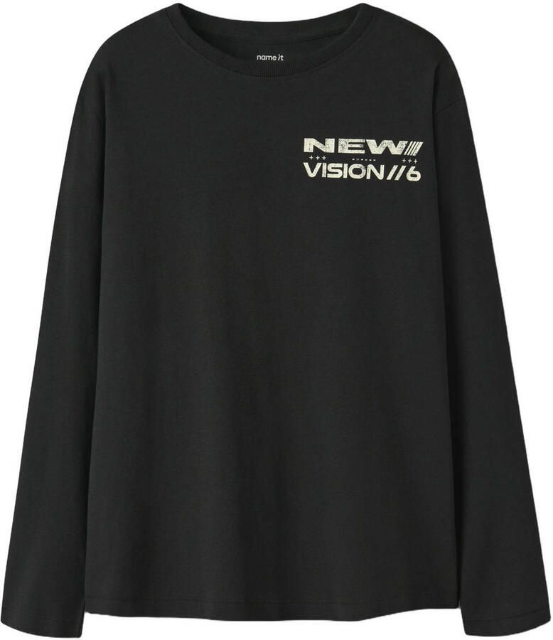 NAME IT KIDS rechtvallende longsleeve met backprint zwart