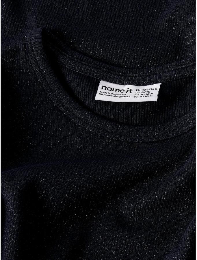 NAME IT KIDS rechtvallende longsleeve met glitters donkerblauw Meisjes Viscose Ronde hals - Foto 2