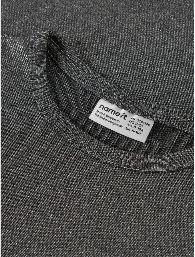 NAME IT KIDS rechtvallende longsleeve met glitters grijs Meisjes Viscose Ronde hals - Foto 2
