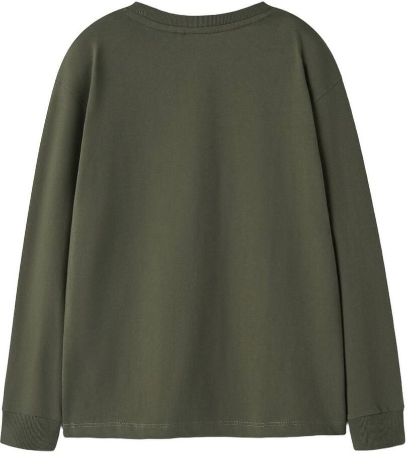 NAME IT KIDS rechtvallende longsleeve met patches olijfgroen Jongens Katoen Ronde hals - Foto 2