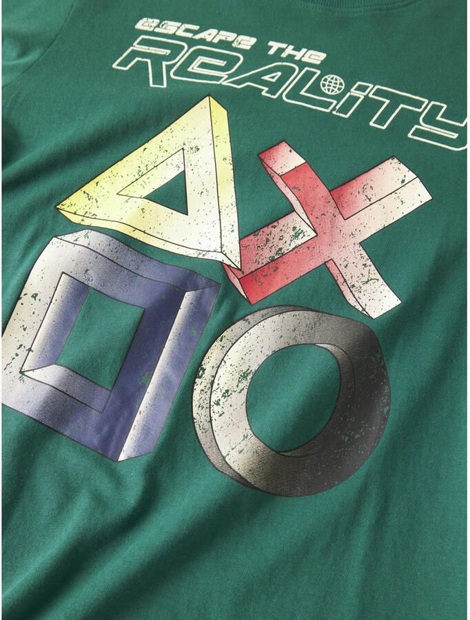NAME IT KIDS rechtvallende longsleeve met print groen - Foto 2