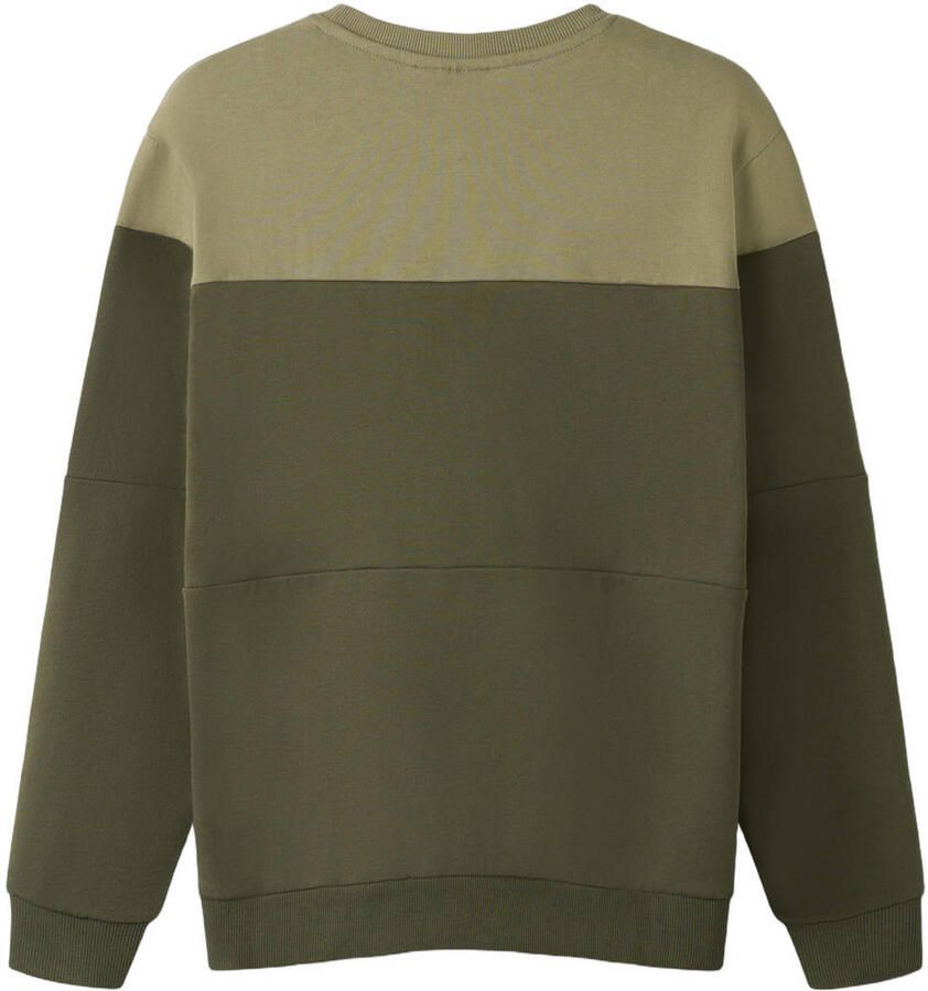 NAME IT KIDS rechtvallende sweater donkergroen Jongens Katoen Ronde hals