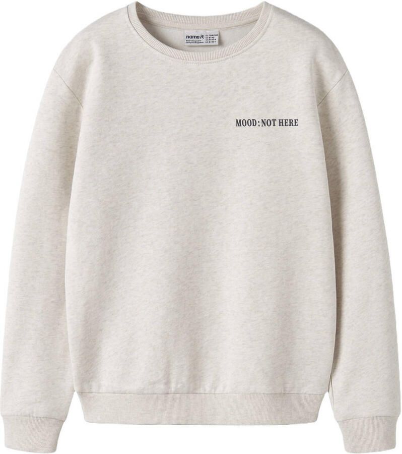 NAME IT KIDS rechtvallende sweater met backprint beige