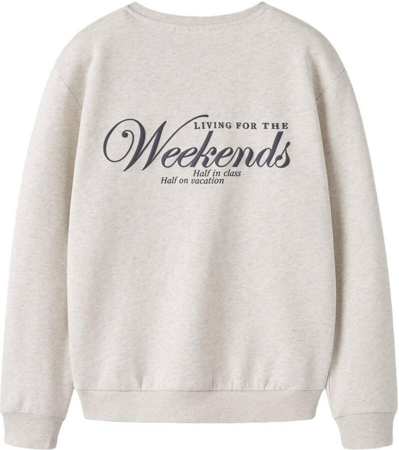 NAME IT KIDS rechtvallende sweater met backprint beige - Foto 2