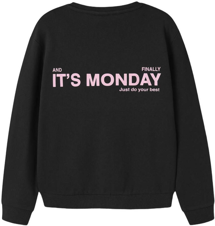 NAME IT KIDS rechtvallende sweater met backprint zwart - Foto 2