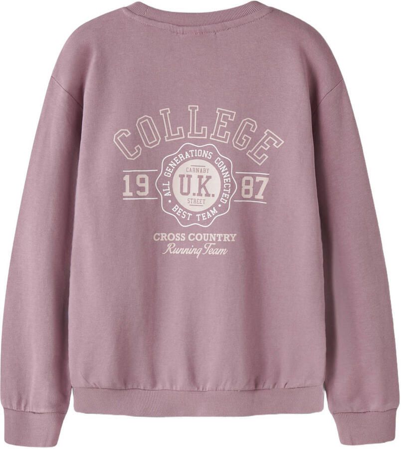 NAME IT KIDS rechtvallende sweater met print lila - Foto 2