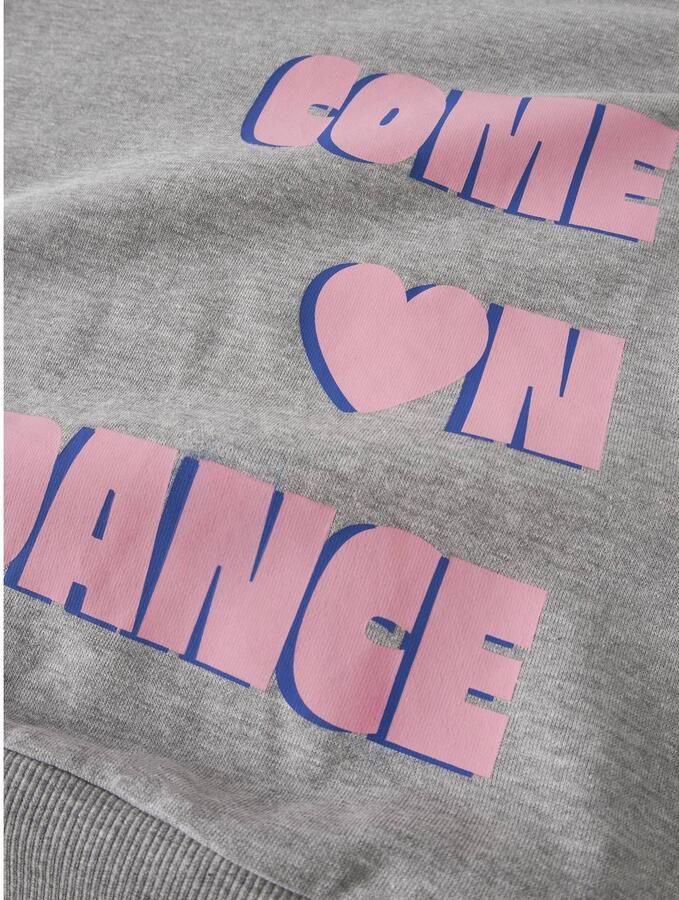 NAME IT KIDS rechtvallende sweater met tekstprint grijs Tekst
