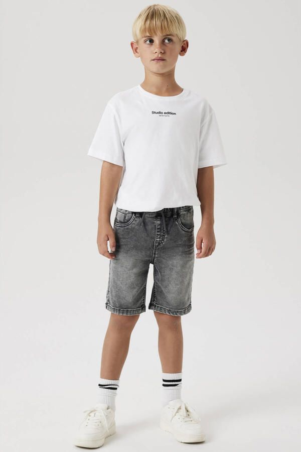 Name It Jeansshort NKMRYAN JOGGER DNM L SHOR Katoenmix elastische manchet verstelbaar