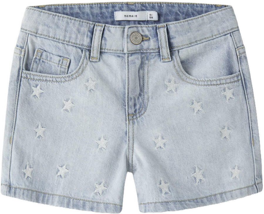 NAME IT KIDS regular denim short met sterren light blue bleached