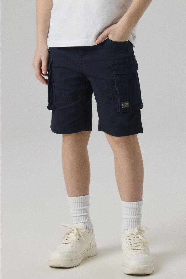 Name it KIDS regular fit cargo bermuda NKMRYAN donkerblauw Korte broek Stretchkatoen 110