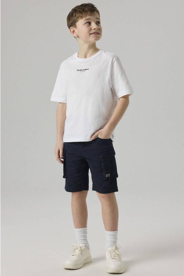 Name it KIDS regular fit cargo bermuda NKMRYAN donkerblauw Korte broek Stretchkatoen 140 - Foto 4