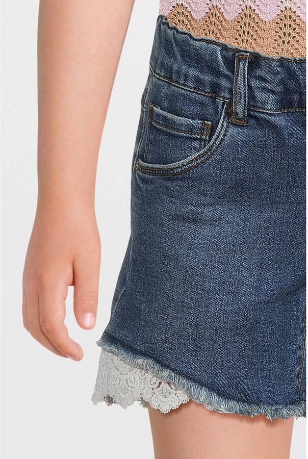 Name it KIDS regular fit denim short NKFSALLI dark blue denim Blauw Meisjes Stretchdenim 128 - Foto 5