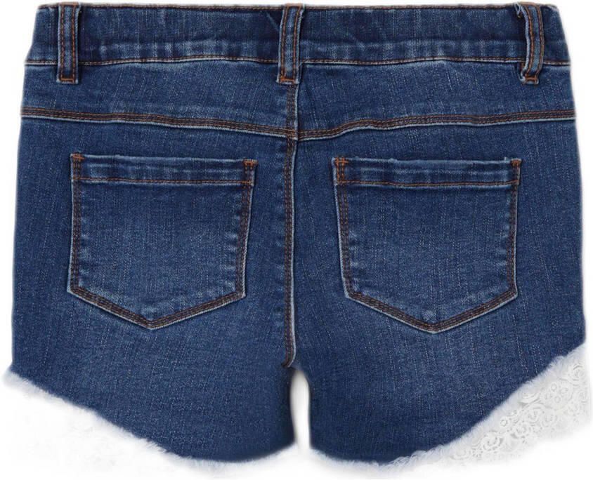 Name it KIDS regular fit denim short NKFSALLI dark blue denim Blauw Meisjes Stretchdenim 128