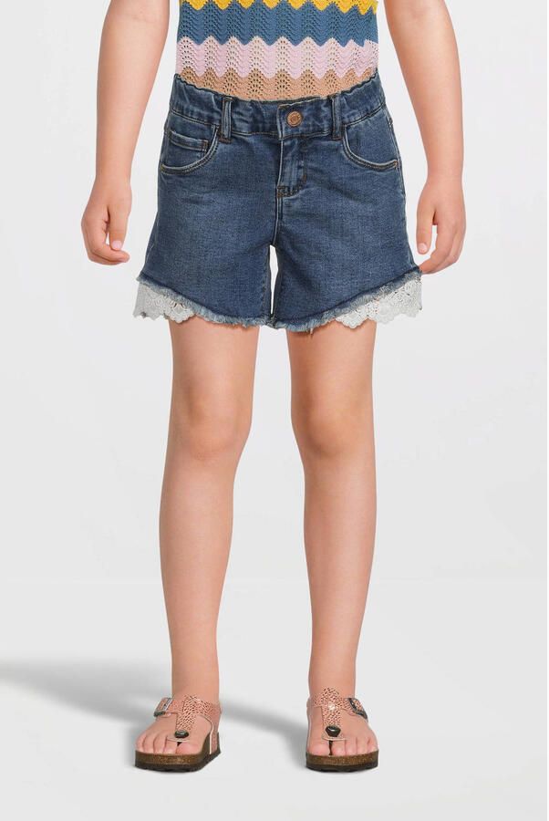 Name it KIDS regular fit denim short NKFSALLI dark blue denim Blauw Meisjes Stretchdenim 128 - Foto 4