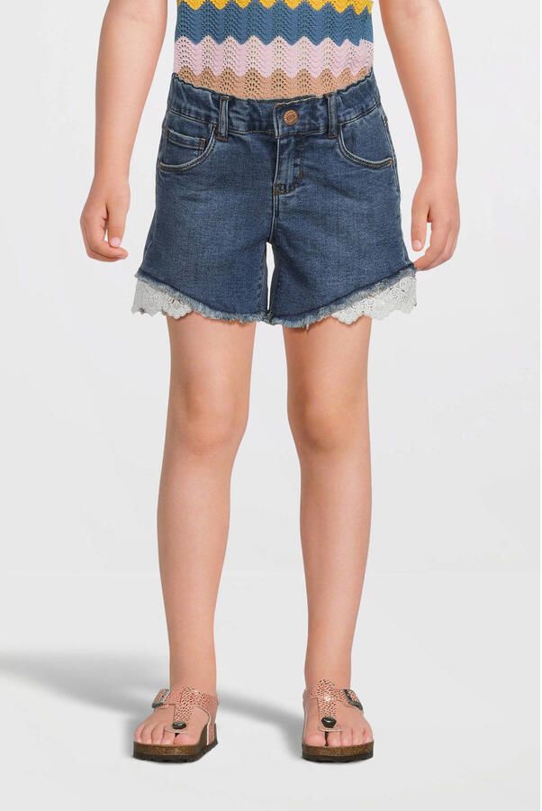 Name it KIDS regular fit denim short NKFSALLI dark blue denim Blauw Meisjes Stretchdenim 110