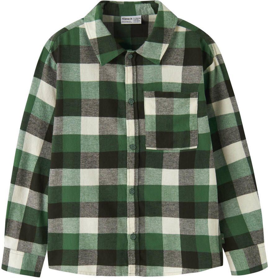 NAME IT KIDS regular fit geruite overshirt groen
