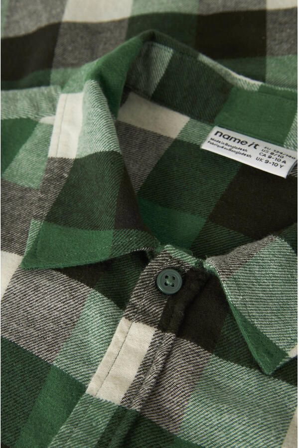 NAME IT KIDS regular fit geruite overshirt groen - Foto 3