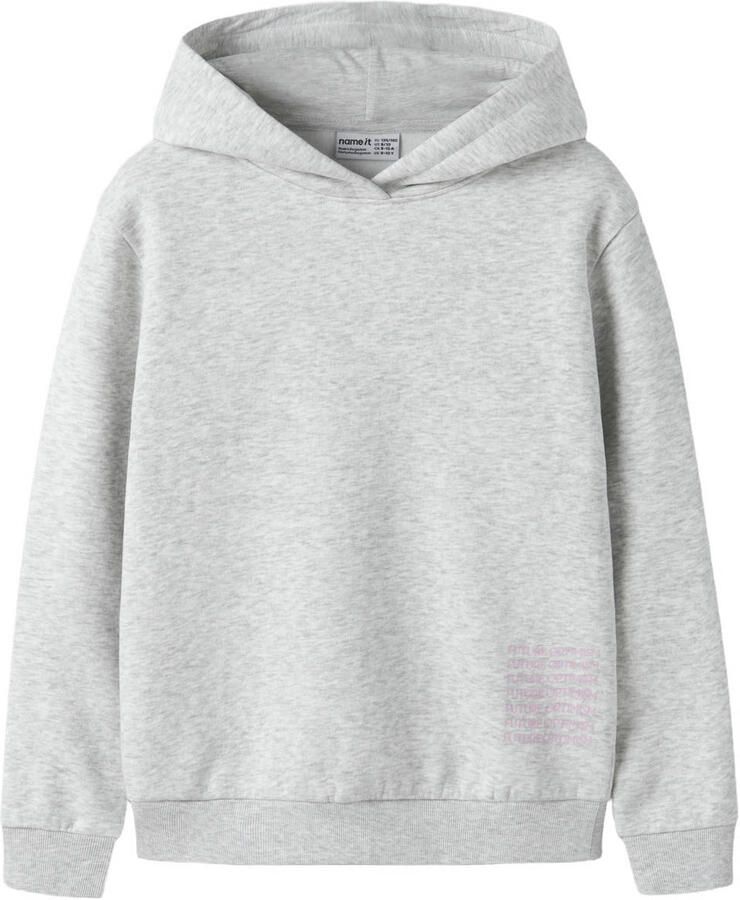 NAME IT KIDS regular fit hoodie met backprint grijs