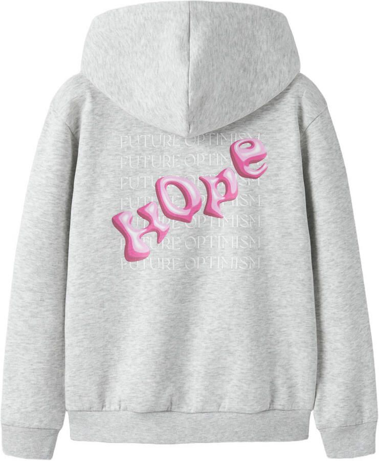 NAME IT KIDS regular fit hoodie met backprint grijs - Foto 2
