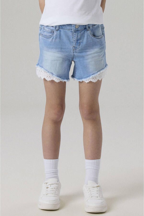 Name it KIDS regular fit jeans short NKFSALLI stonewashed Denim short Blauw Meisjes Stretchdenim 134