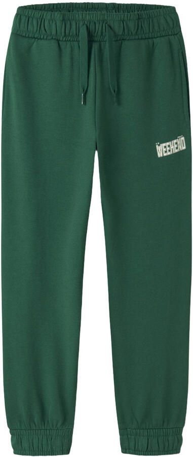 NAME IT KIDS regular fit joggingbroek met tekst groen