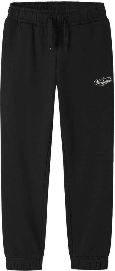 NAME IT KIDS regular fit joggingbroek met tekst zwart