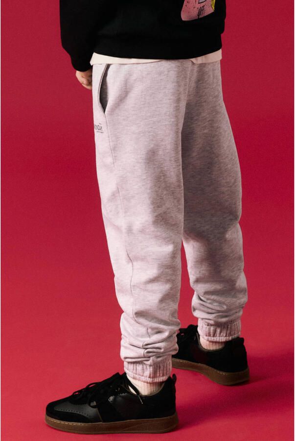 NAME IT KIDS regular fit joggingbroek met tekstprint grijs