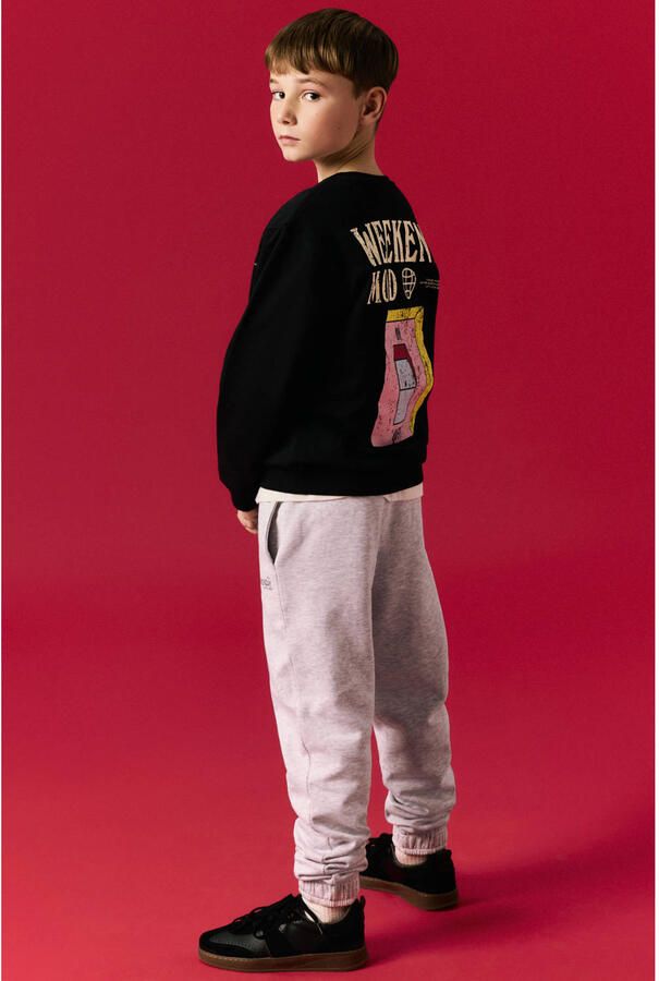NAME IT KIDS regular fit joggingbroek met tekstprint grijs - Foto 2