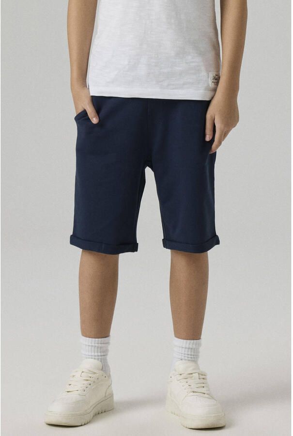 Name it KIDS regular fit sweatshort NKMVERMO donkerblauw Effen 152