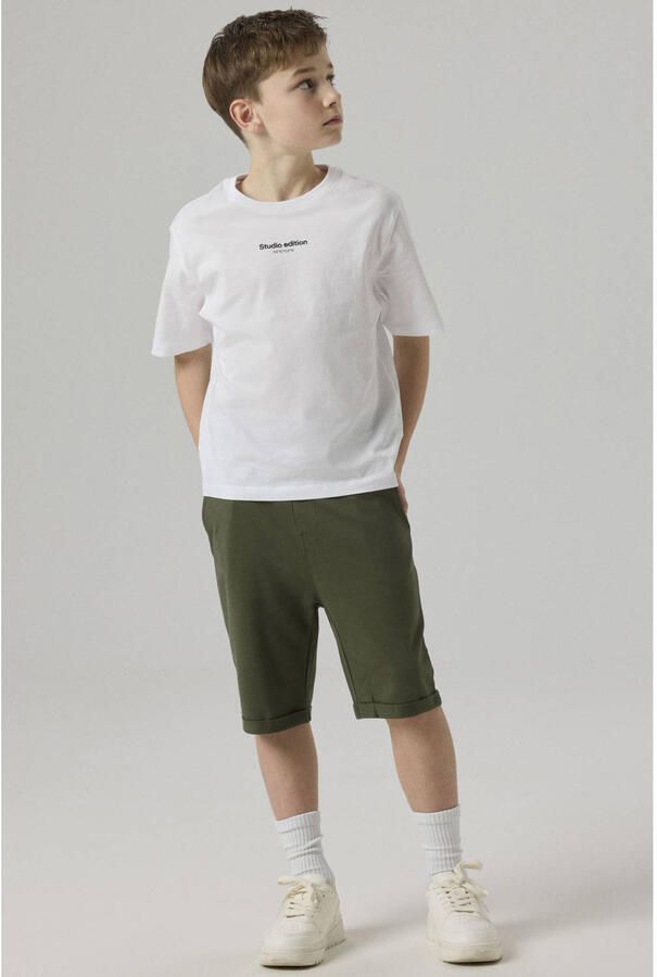 Name it KIDS regular fit sweatshort NKMVERMO donkergroen Effen 104