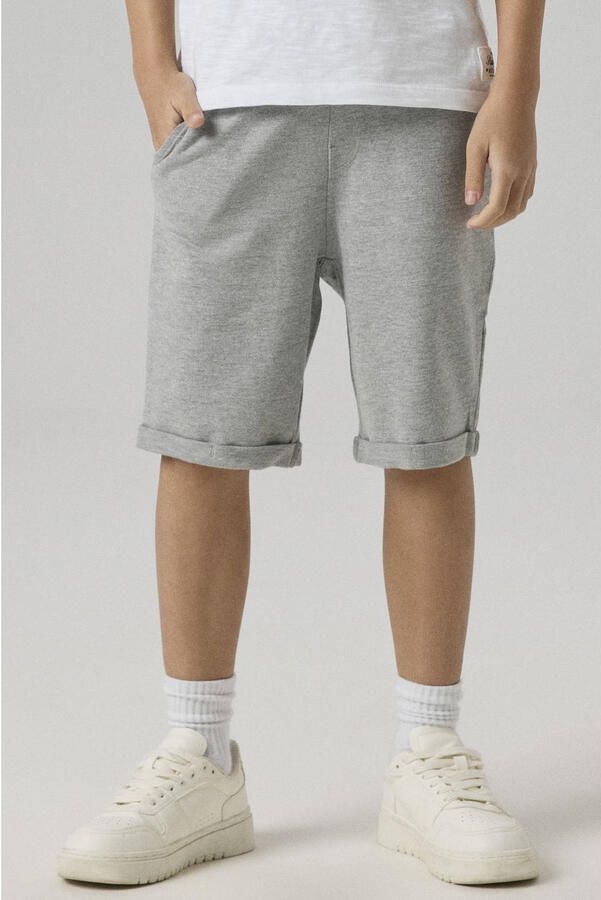 Name it KIDS regular fit sweatshort NKMVERMO grijs melange Effen 104