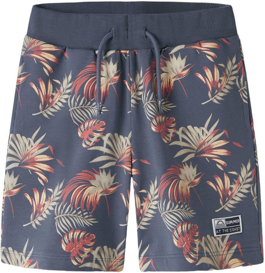 NAME IT KIDS regular sweatshort blauw Korte broek Blad