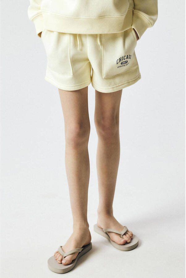 NAME IT KIDS regular sweatshort lichtgeel Korte broek Printopdruk
