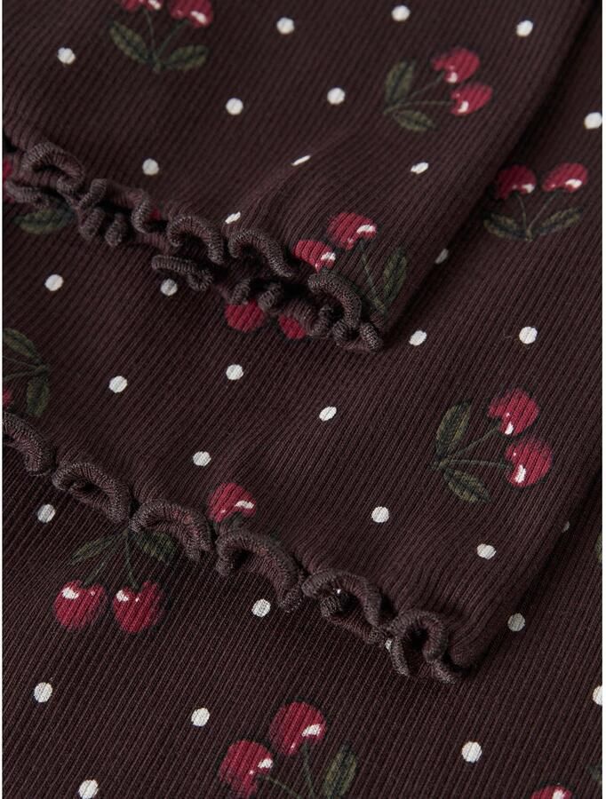 NAME IT KIDS regular waist flared legging met ruches en print donkerbruin Broek Meisjes Stretchkatoen - Foto 2