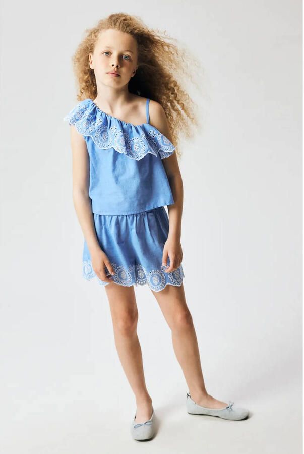 NAME IT KIDS regular waist casual short blauw broderie - Foto 2