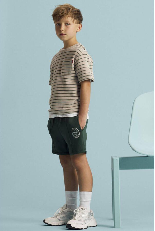 NAME IT KIDS regular waist sweatshort groen Korte broek Printopdruk