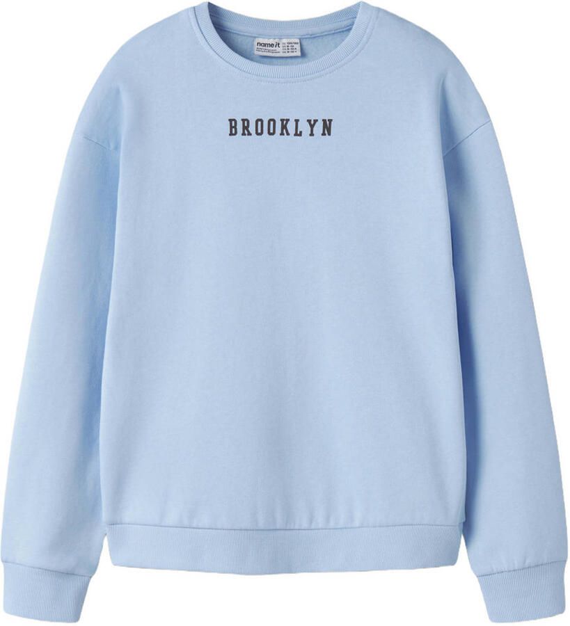 NAME IT KIDS relaxed fit sweater met backprint lichtblauw