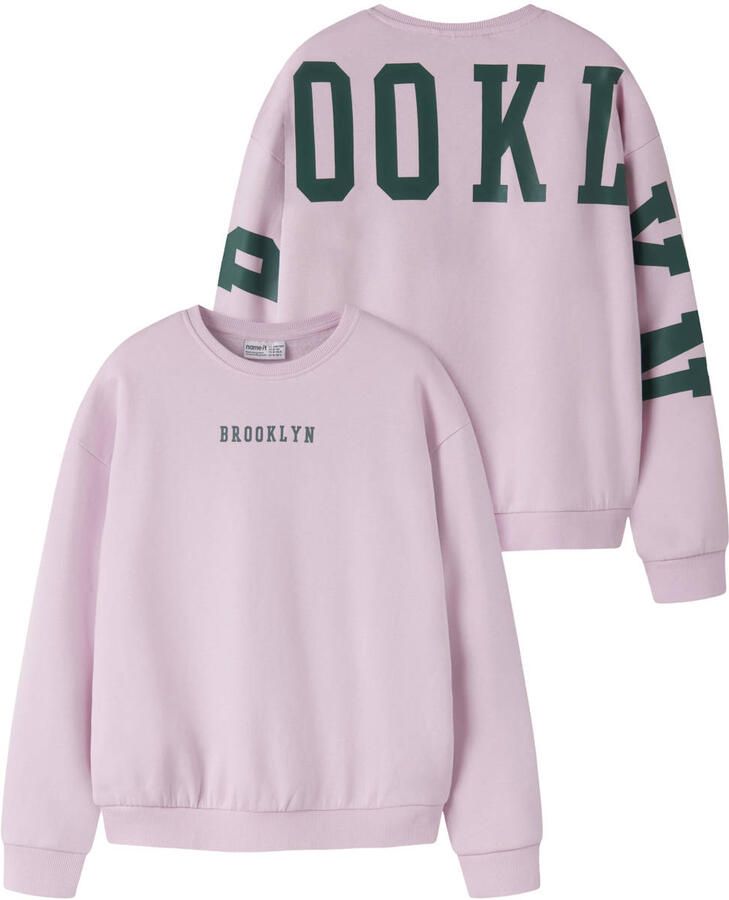 NAME IT KIDS relaxed fit sweater met backprint lichtroze