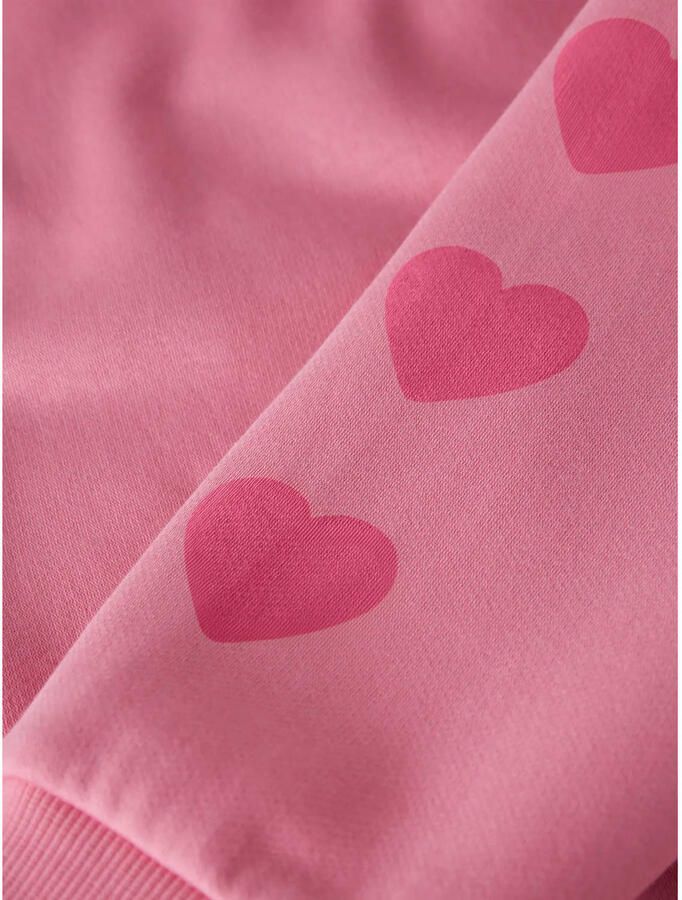 NAME IT KIDS relaxed fit sweater met hartjes roze