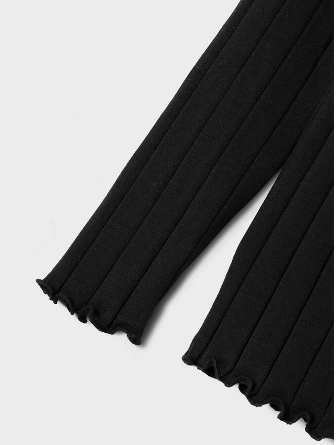 Name it KIDS ribgebreide longsleeve NKFNOLINE zwart Meisjes Katoen Opstaande kraag 122 128